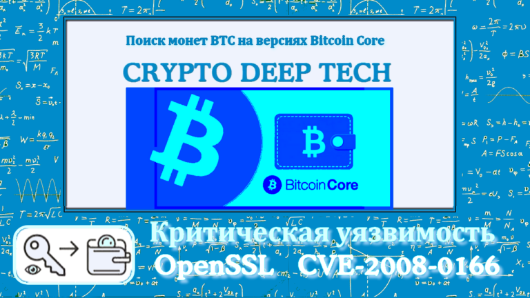 Search for BTC coins on earlier versions of Bitcoin Core with a critical vulnerability OpenSSL 0.9.8 CVE-2008-0166