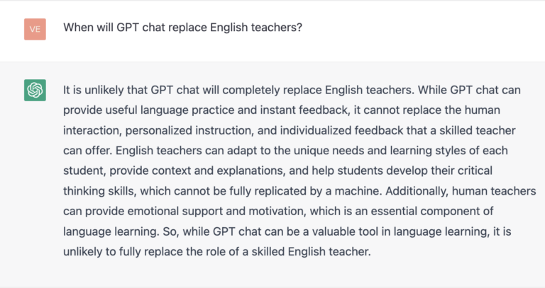 GPT Chat for an English teacher